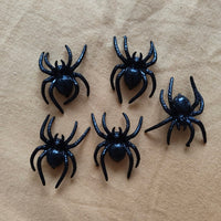 5 Pcs Small Fake Black Plastic Spiders - 4 x 3cm