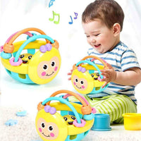 Soft Rubber Cartoon Bee Rattle Dumbbell Early Educational Toy for Kids
